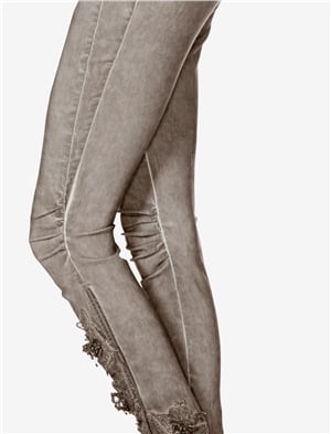 Skinny Dantel Pantolon - Taş